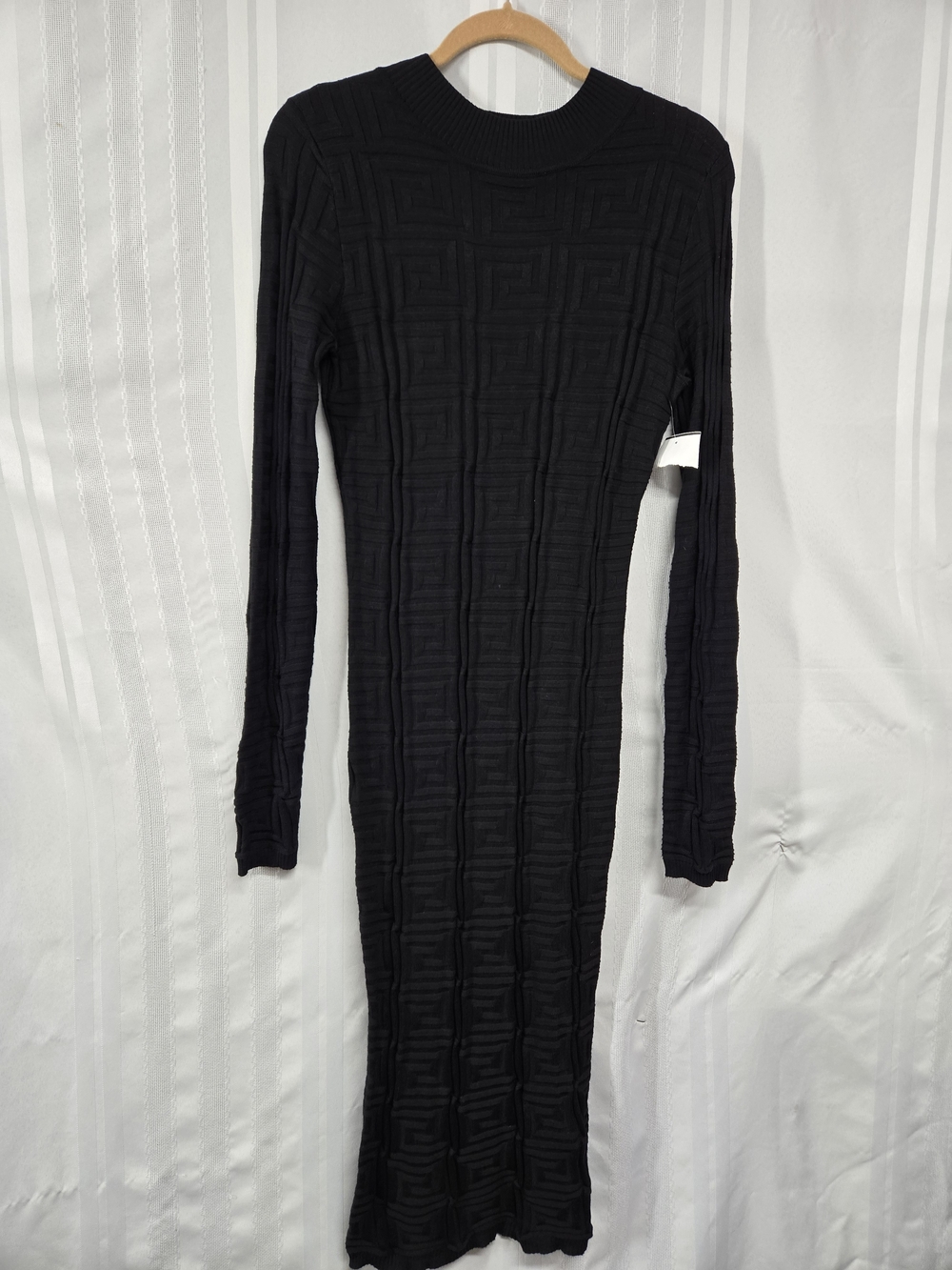 FCT WITH LOVE WOMENS Black Ribbed Long-Sleeve Knit Dress SIZE LARGE